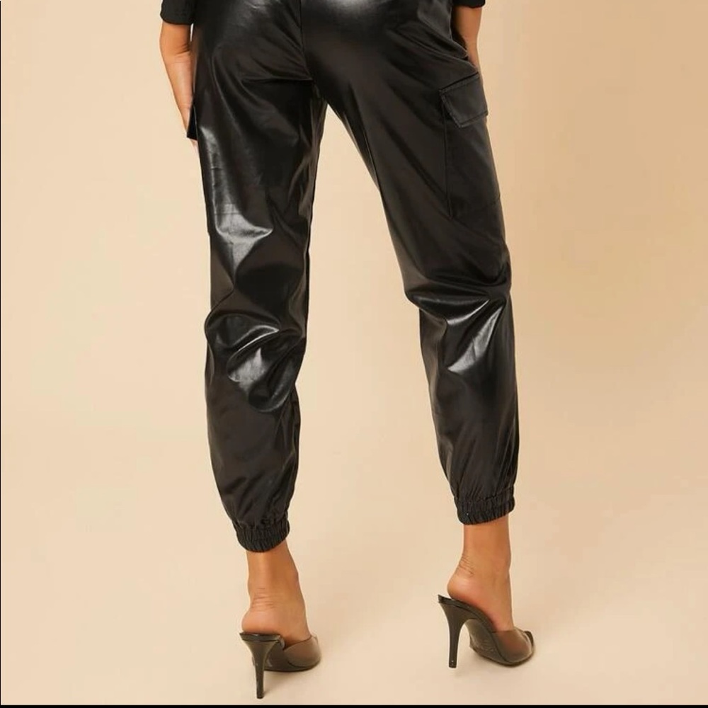 Faux Leather High-Rise Jogger Pants
